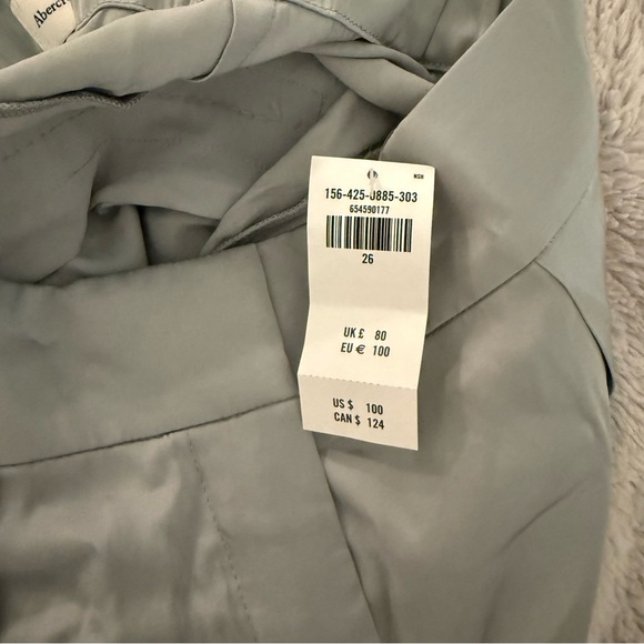 Abercrombie Sage Green Satin Tailored Wide Leg Pants - Picture 6 of 7